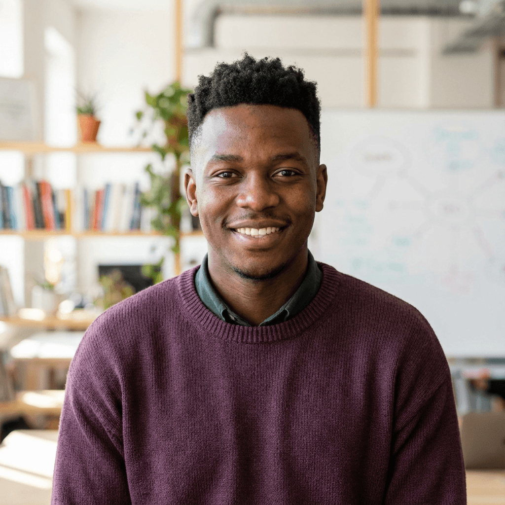 Kwesi Mensah holding Nimba Naturals product