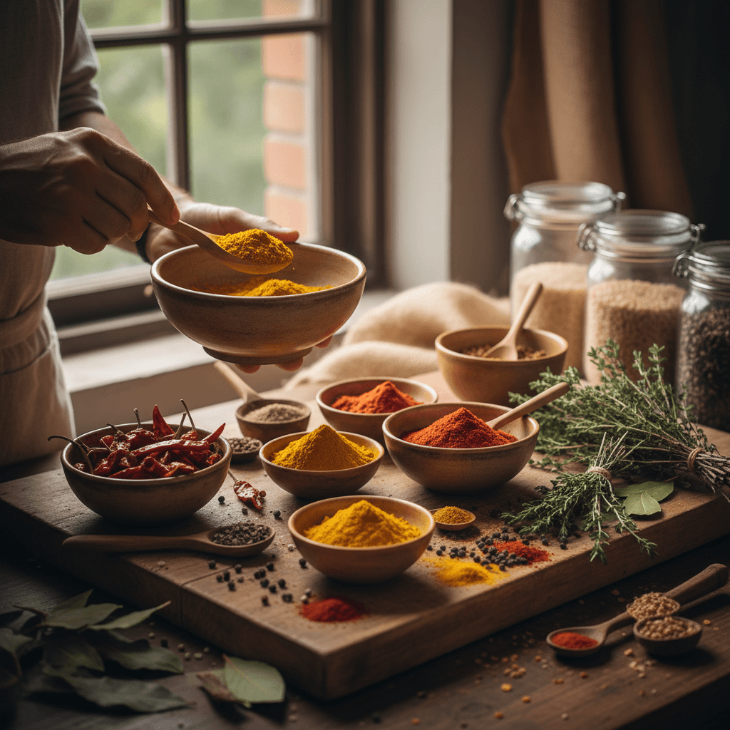 Traditional West African wellness ingredients artfully arranged with natural lighting